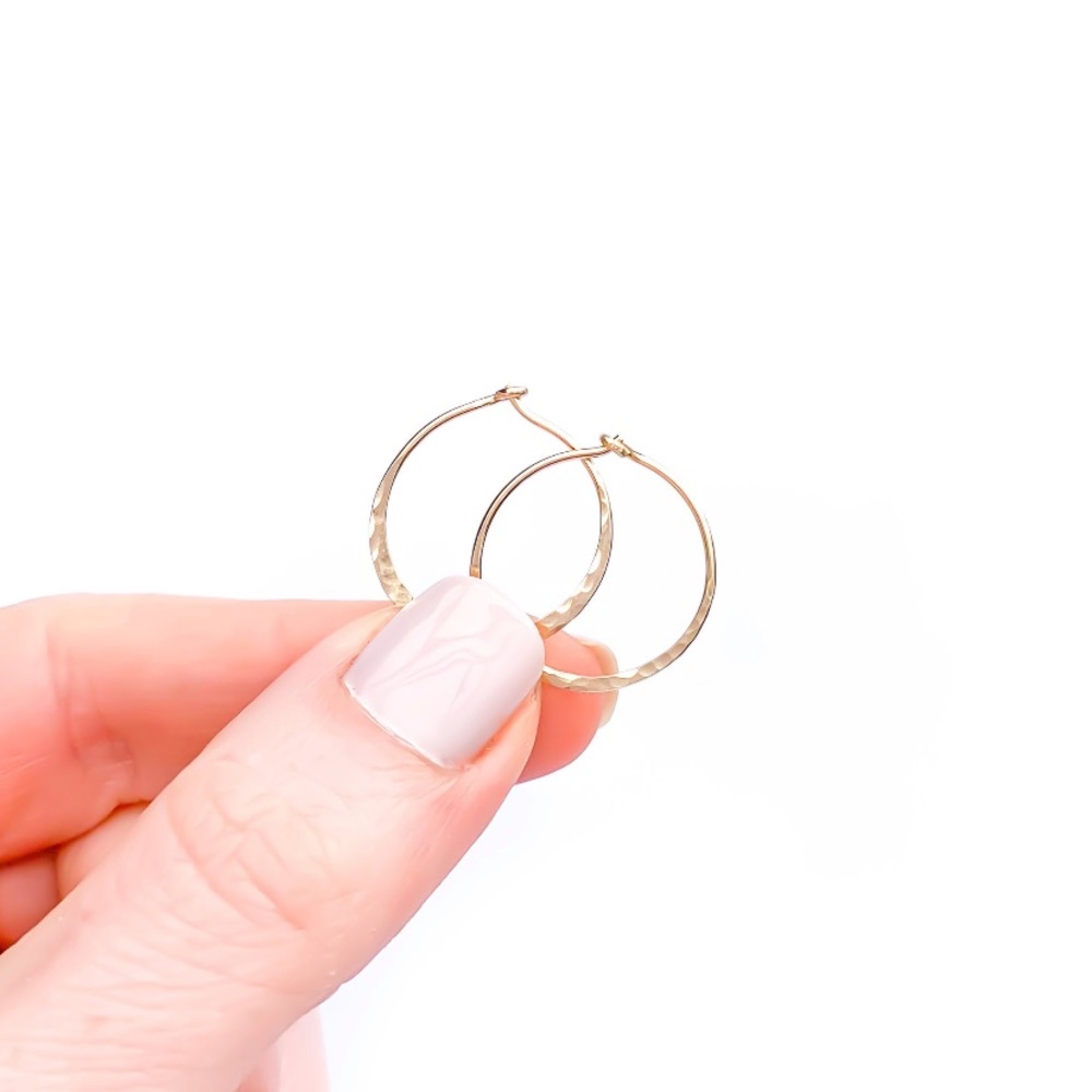 Minimalist 14k Gold handmade hoop earrings